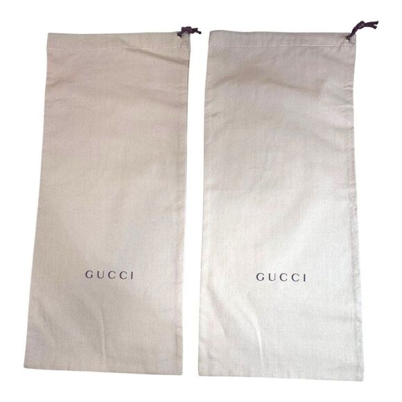 Gucci Beige Dust Bags Pair For Shoes Authentic Drawstring Closure Set 2 Storage - Picture 1 of 5